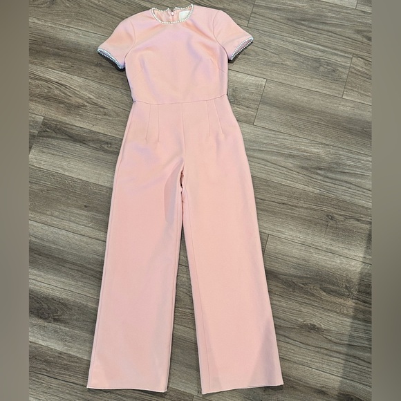 Gal Meets Glam Pearl Trim Jumpsuit in Puff Pink Size 0P - Picture 4 of 12